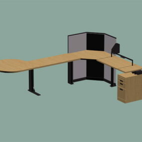L Office Table With Cabinet 3d model
