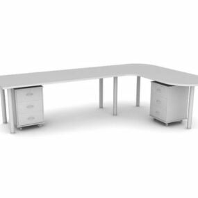 3д модель L-образной мебели для офисного рабочего места