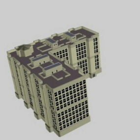 3д модель Г-образного жилого дома