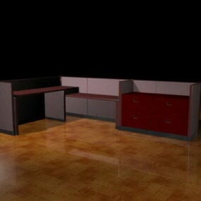 Set Perabot Kubikel Pejabat L Bentuk model 3d