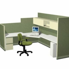 Modelo 3d de cubículo de escritório em forma de L