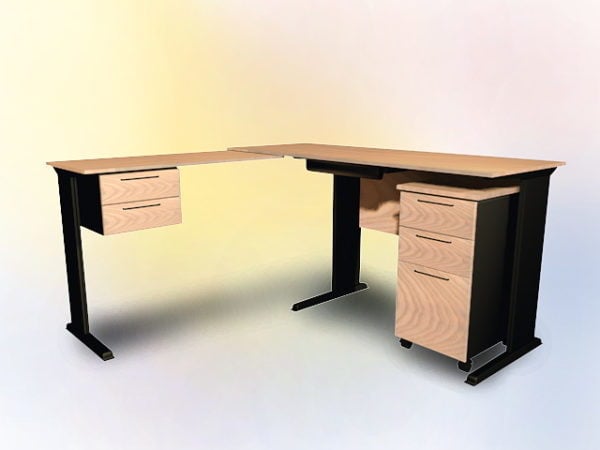 L Shaped Office Desk Free 3d Model Dxf Max Vray