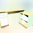 L-format kontorsskrivbord med skåp
