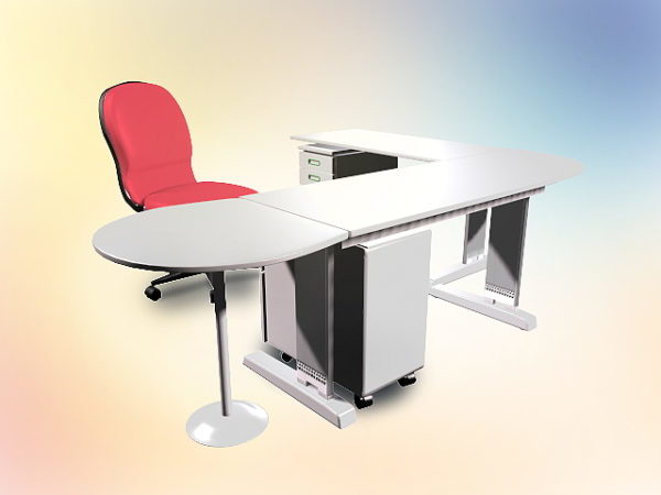 L-förmiger Schreibtisch mit Stuhl