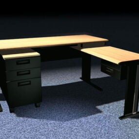 L Shaped Office Desk With Hutch 3d model