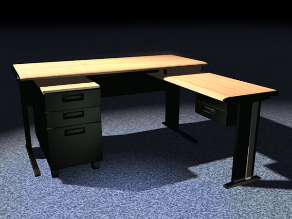 L Shaped Office Desk With Hutch Free 3d Model Dxf Max Vray