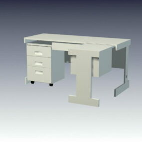 L Shaped Office White Table 3d model