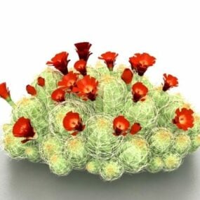 3д модель ландшафтного кактуса с красным цветком