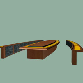 Duże nowoczesne modułowe stoły konferencyjne Model 3D