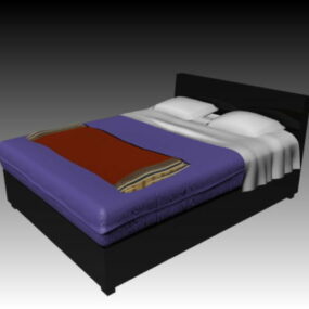 Leather Black Bed 3d model