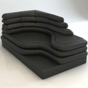 3д модель кожаного углового дивана и мебели