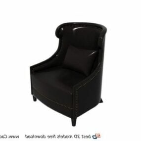 家具革製ソファ椅子とソファクッション3Dモデル