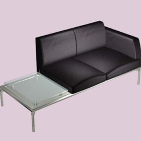 Leather Sofa With Attached Table 3d model