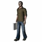 Leisure Man Holding Briefcase Character