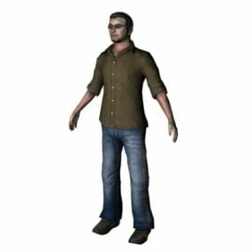 Character Leisure Man Standing T-pose 3d model
