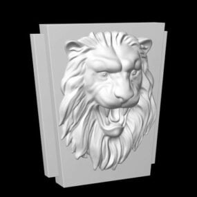 Escultura en relieve de cara de león modelo 3d