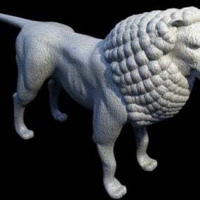 3д модель каменной статуи льва