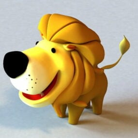 Petit lion de dessin animé Rigged modèle 3d