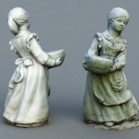 Little Girl Garden Statue 3d-modell