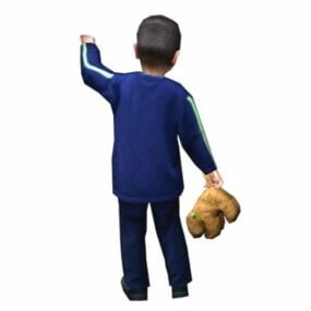 キャラクター小さな男の子立っている3Dモデル