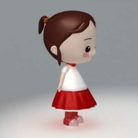 דמות ילדה קטנה מצוירת דגם תלת מימד