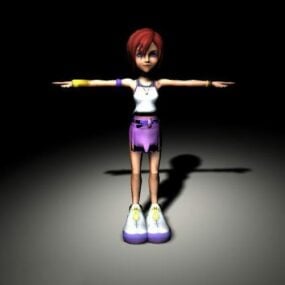 Model 3D małej dziewczynki z czerwonymi włosami