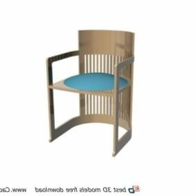 Furniture Living Room Wood Barrel Chair 3d model