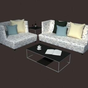 Conjuntos de sofás de sala de estar com design elegante modelo 3d