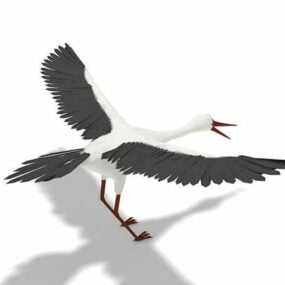 Long-necked Crane Animal 3d model