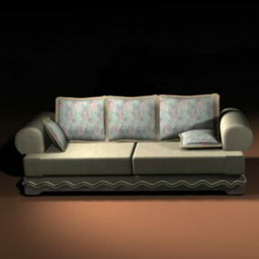 Loveseat With Throw Pillow 3d model