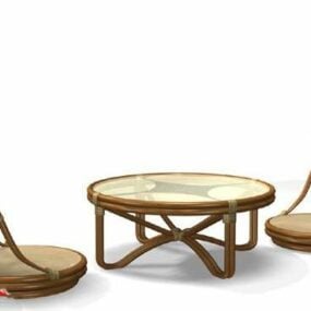 שולחן קפה וכיסאות נמוך דגם תלת מימד