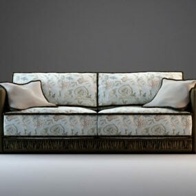 Modelo 2d luxuoso de móveis para sofá de tecido de 3 lugares