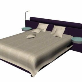 ナイトテーブル付きの豪華なベッド3Dモデル