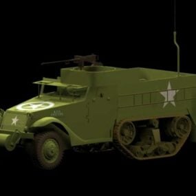 Model 3D półgąsienicowego pojazdu opancerzonego M3