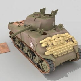 M4a1 Sherman Tank Menghancurkan model 3d