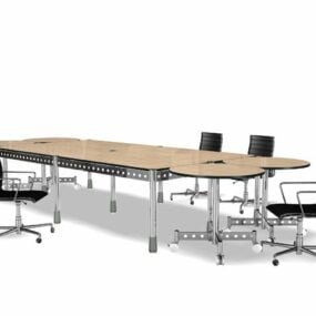 中密度纤维板和不锈钢会议桌系列3D模型
