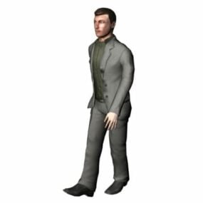 Karakter Pria Dalam Setelan Bisnis Model 3d Berjalan