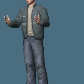 Mann in Jacke Rigged Charakter-3D-Modell