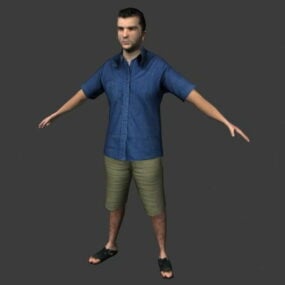 Hombre con camisa y pantalones cortos personaje modelo 3d