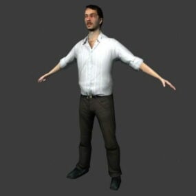 シャツとパンツを着た男のキャラクター3Dモデル