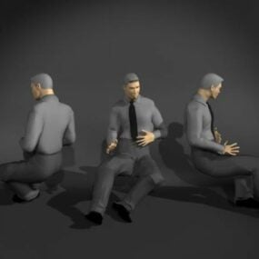 男人坐姿性格3d模型