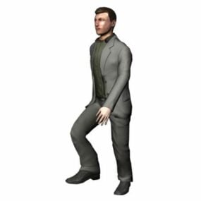 Nhân vật người đàn ông mặc vest lên cầu thang mô hình 3d