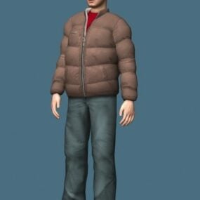 Hombre con chaqueta de invierno modelo 3d