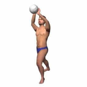Nhân vật Người đàn ông chơi bóng chuyền bãi biển Mô hình 3d