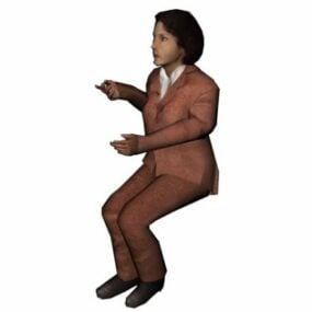 Character Man Sitting In Suit 3d model