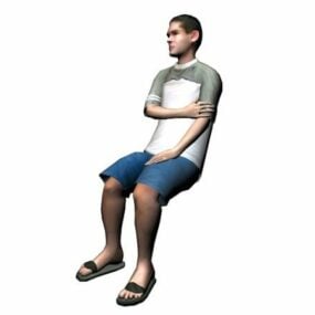 3D модель персонажа, сидящего на стуле
