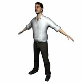 चरित्र आदमी शर्ट 3डी मॉडल में खड़ा है