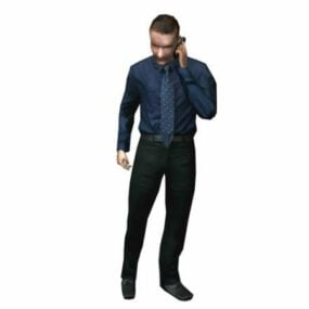 携帯電話で話しているキャラクターマン3Dモデル