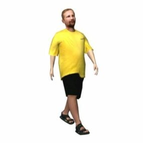 شخصية رجل يرتدي تي شيرت وشورت نموذج ثلاثي الأبعاد