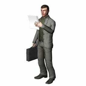 Character Man With Briefcase 3d model